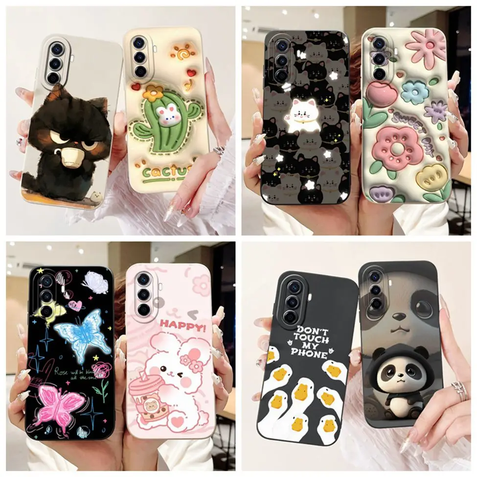 Para Huawei Nova Y70 Plus funda NovaY70 Linda moda de dibujos animados de lujo de silicona a prueba de golpes funda de teléfono para Huawei Nova Y70 contraportada