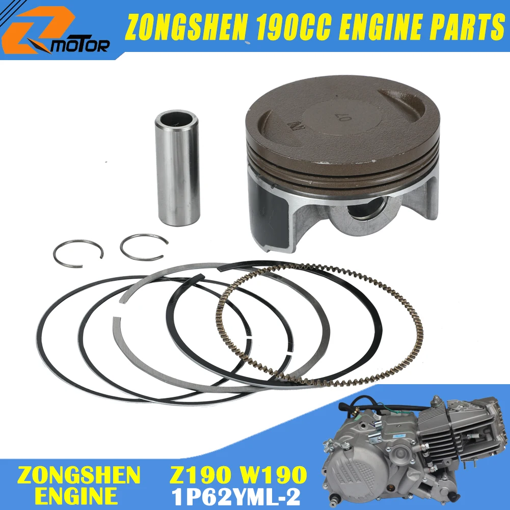 Motorcycle 62mm Piston And Piston Ring Kit For ZongShen ZS 190cc Z190 W190 1P62YML-2 Engine Dirt Pit Bike ATV Quad