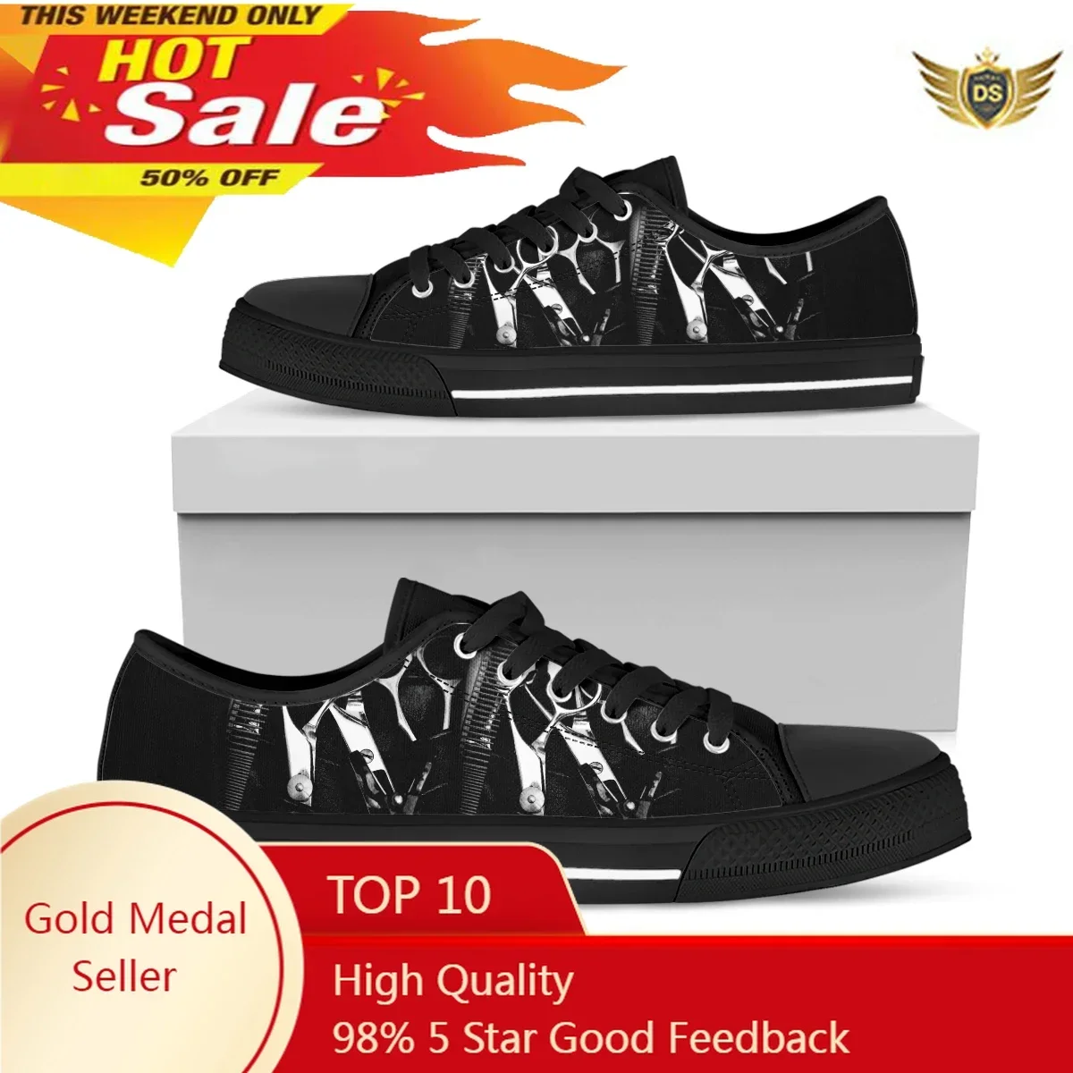 Black Hairstylist Barber Fashion Women Sneakers Casual Flats Classic Low Style Canvas Vulcanized Shoes For Teen Girls