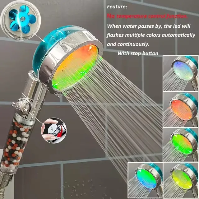 LED Anion Shower Head Rainfall SPA Temperature Control Shower Head Pressurized Water Saving 3/7 Colors Handheld Bathroom Shower image 6