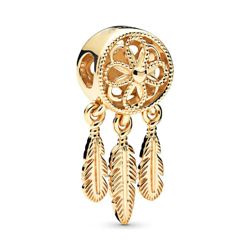 New 925 Silver Gold Color Tree Of Life Dream Catcher Dangle Charms Bead Fit Original Pandore Bracelet Women Jewelry Gift