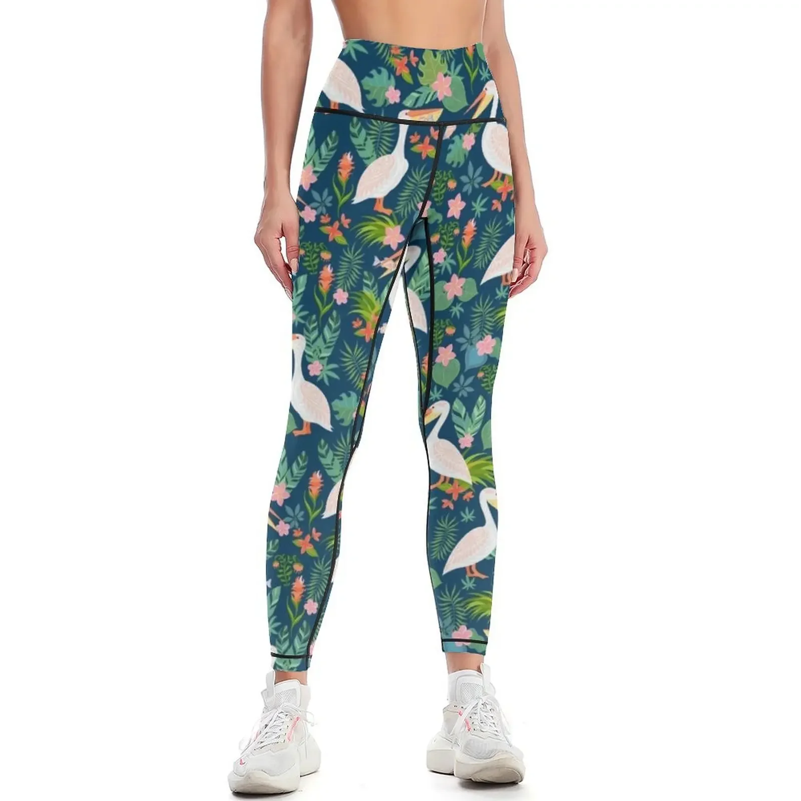 

Floral Pelican Leggings push up legging gym pants high waist sports for Womens Leggings