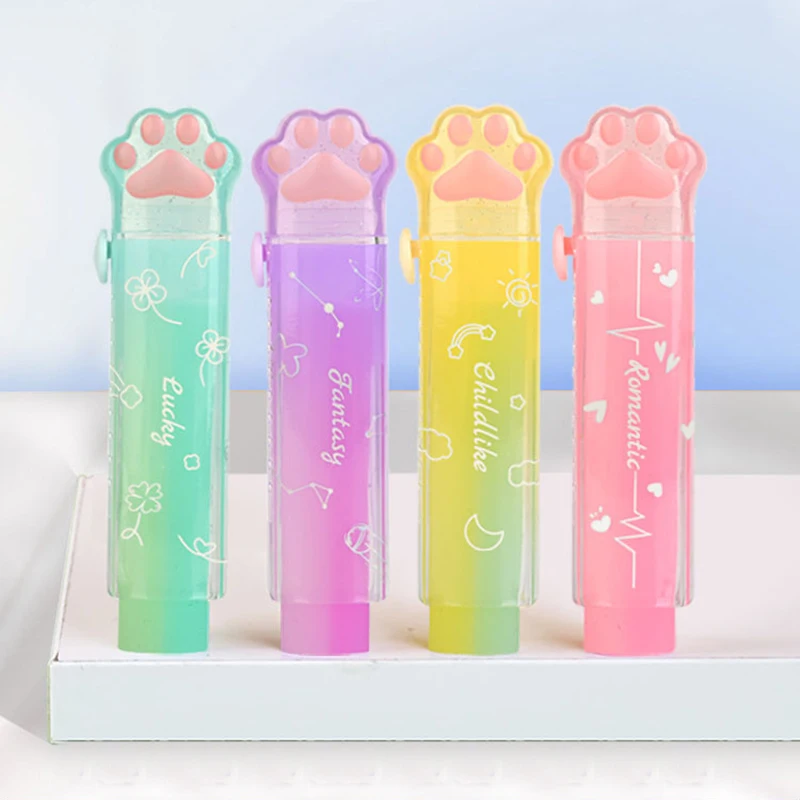 

Kawaii Jelly Color Erasers Cute Cat Paw Rubber Pencil Erasers School Writing Accessories Stationery Kids Gifts Office Supplies