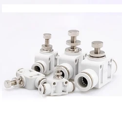 Pneumatic throttle valve SA-4/6/8/10/12mm Pneumatic Air Connector Fitting Control Valve OD Hose Plastic Push In