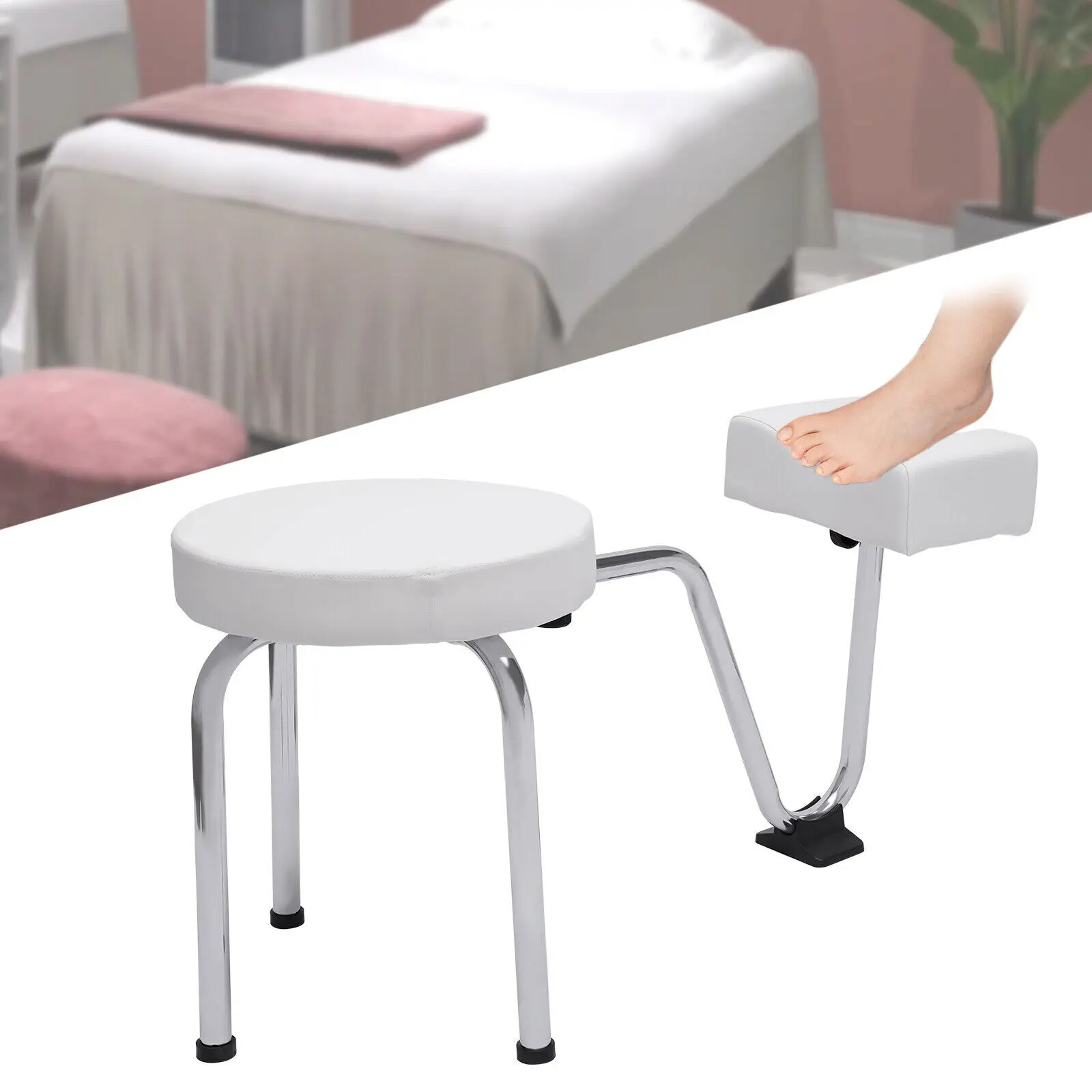 

Pedicure Foot Rest Chair Swivel Adjustable Pedicure Stool for Spa Beauty Salon Studio Equipment Supply