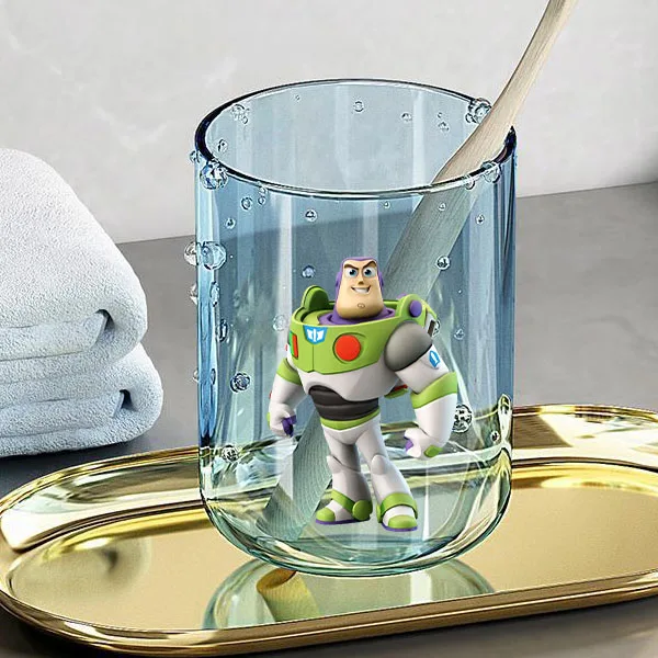 غسول الفم من الراتنج الشفاف المطبوع عليه رسوم متحركة محيطية من توي ستوري باز لايت يير وكوب فرشاة الأسنان كوب ماء مضاد للسقوط