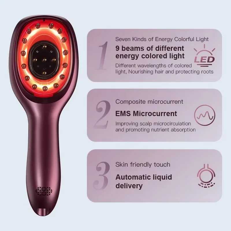 مشط نمو الشعر الاحترافي للتدفئة المخصصة من Ems وفرشاة شعر مكركرنت