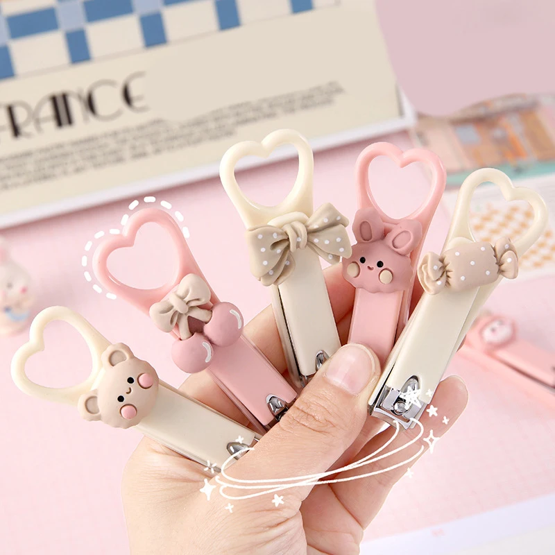 Cartoon Liefde Nagelknipper Schattige Mini Nagelknipper Huishoudelijke Anti-Splash Opvouwbare Nagelknipper Manicure-Tondeuse