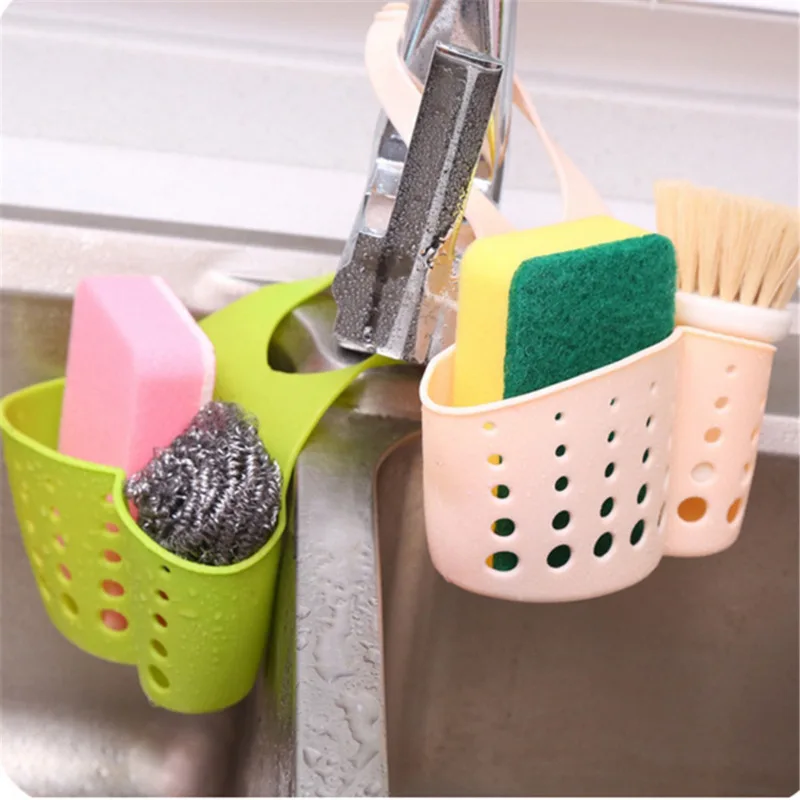 Sink Shelf Soap Sponge Holder Clip Dish Drainer Drying Rack Silicone Storage Basket Bag Bathroom Holder Kitchen Accessories Tool