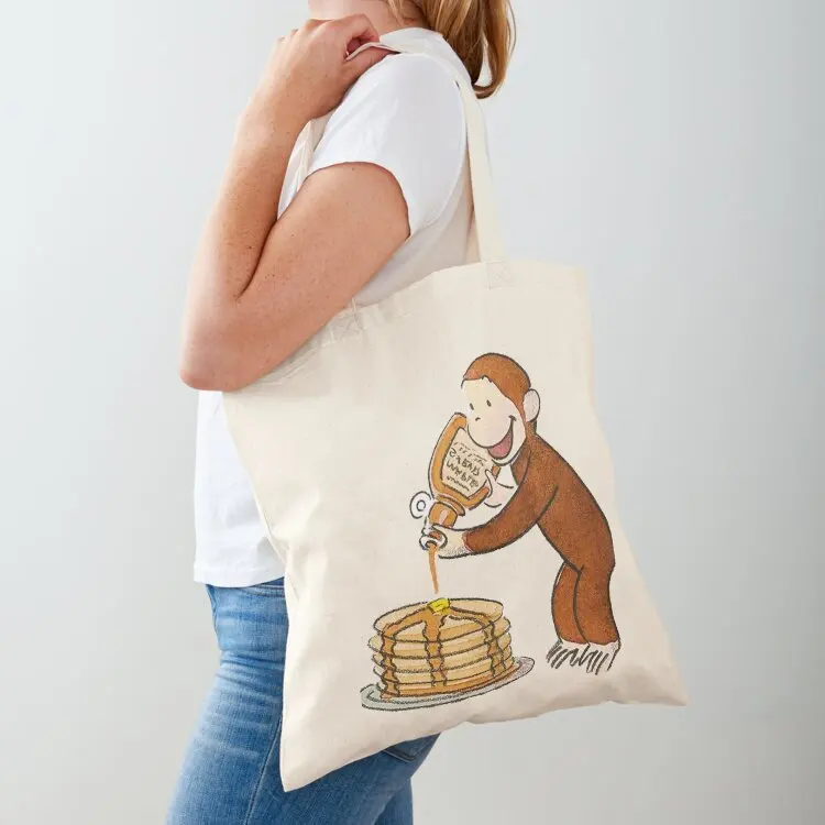

Curious George making pancakes Tote Bag hand bag ladies shopper bags for women Big bag Handbags