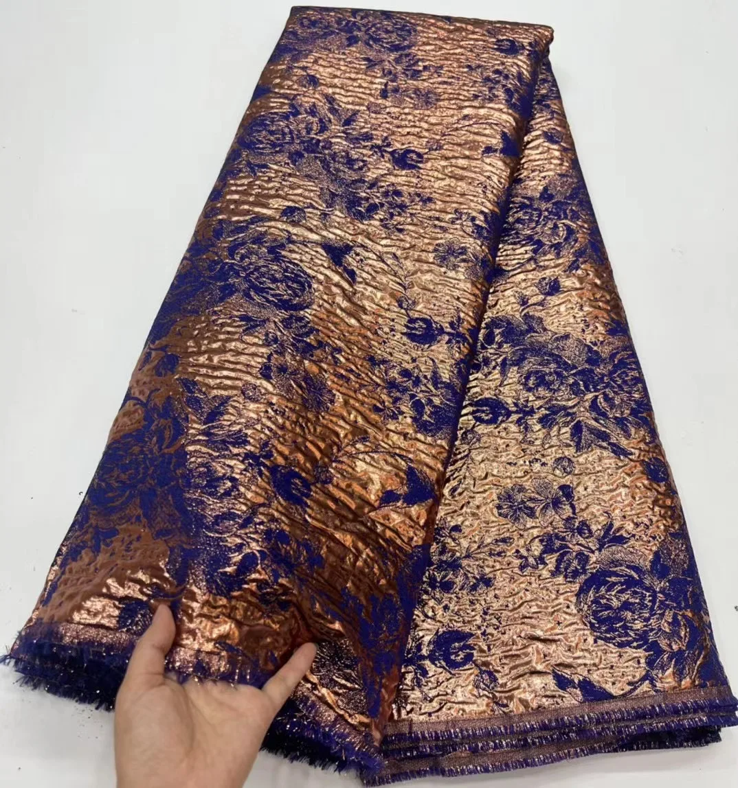 2023 kain renda brokat Afrika mode baru dengan kain renda Tulle Prancis 5 yard tenun Jacquard untuk gaun pernikahan