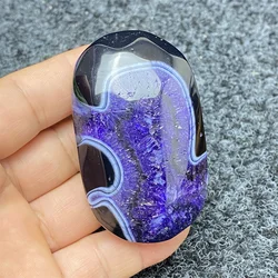 Natural Gemstones Black And Amethyst Agate For Palm Play Hand Polished Purifying Crystal Home Decoration