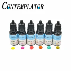 10 Ml/pack 2 Flessen Uv Fly Verf 6 Kleuren Vliegbindset Uv Lijm Voor Building Vliegt Heads Lichamen Wings Clear kleurrijke Uv Hars Lijm