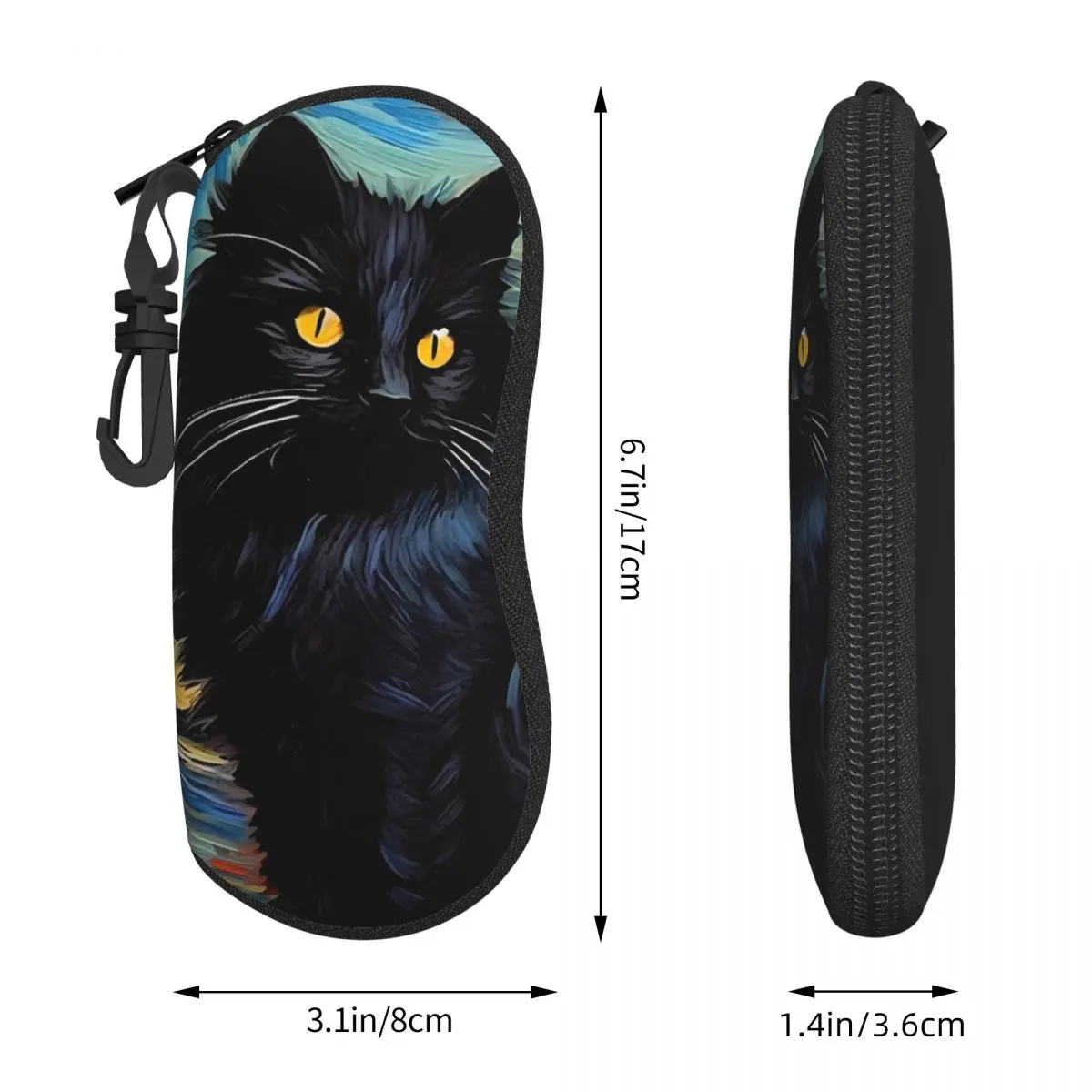 Painting Black Cat Glasses Case Men Women starry night sky Sunglasses Pouch Cute Print Eyewear Box Outdoor Eyeglass Protector