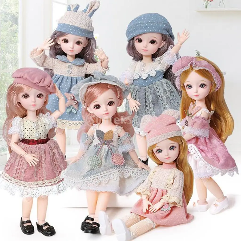 3D Doll 23 Flexible Ball Jointed BJD Girl Doll Fine Outfits With Fashion Clothes Shoes Long Dressup Toy For KidsWith 3D Features