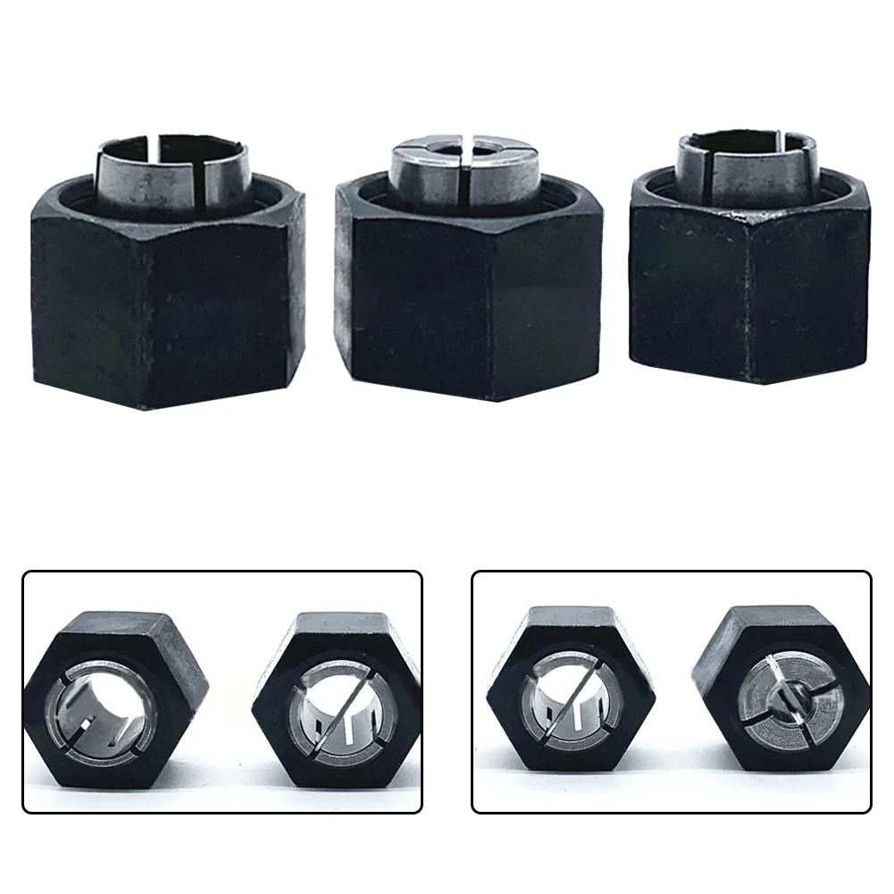 3pcs Metal Router Chuck Collet And Nut 1/4 1/2 12mm For DW616 DW618 1617 1618 Replacement Part 2610906283 326286-03