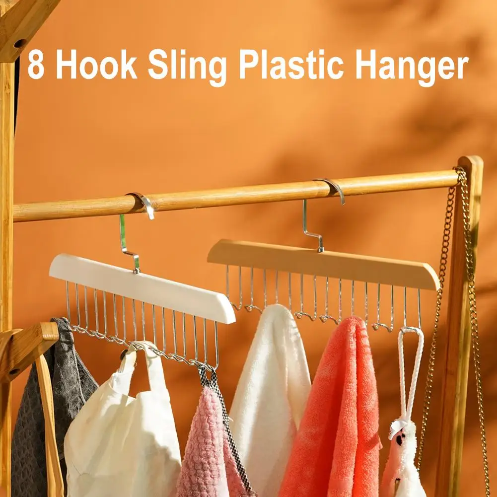 8 Hook Multifunctional Solid Wood Hanger Perfect For Hanging Belts, Hats, Vests, Underwear, Silk Scarves, Dormitory Home Go U5D8