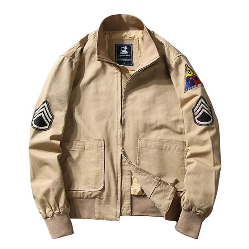 

2022 Brad Pitt Fury WW2 Tanker Khaki Spring Military Cotton Bomber Jacket Lightweight Men's Cotton Tanker Jacket