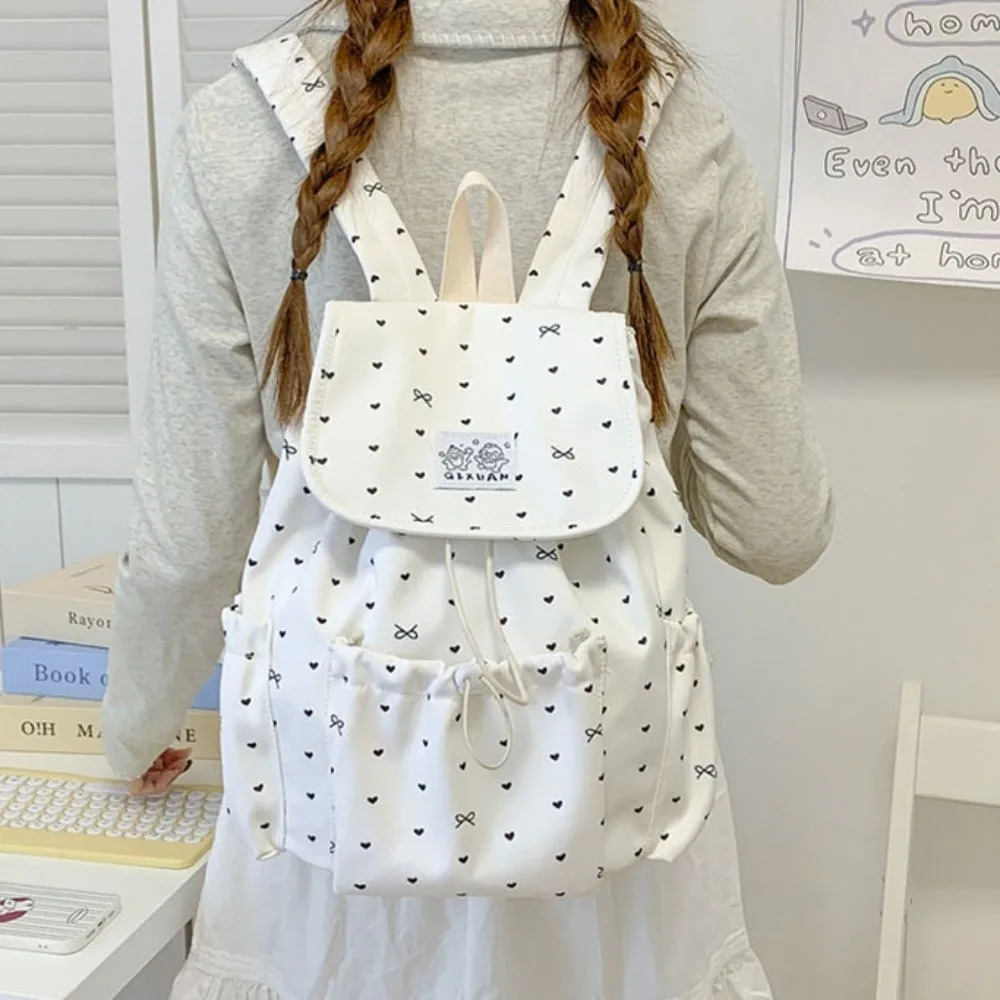 Lightweight Drawstring Backpack College Style Large Capacity Nylon Backpack Korean Style Cloth Students School Bag School