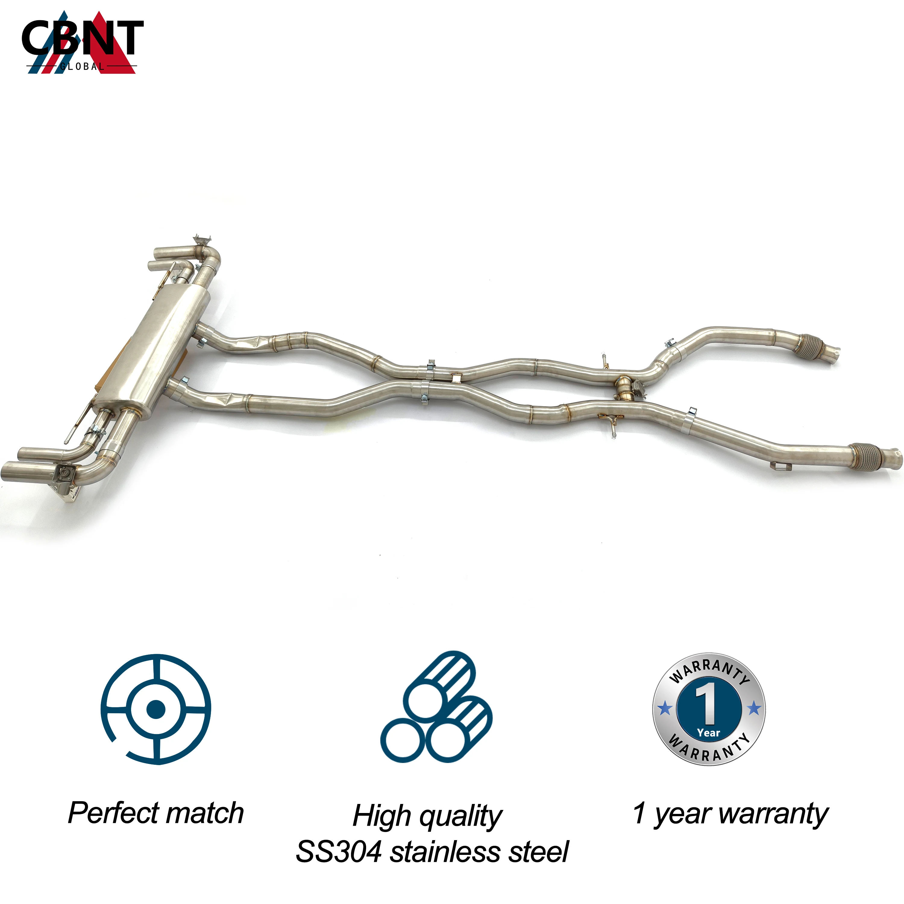 CBNT Match OEM Valved Catback Exhaust for Mercedes-Benz GLE63 GLE63S W167 AMG 4.0T Stainless Steel Exhaust System Plug and Play