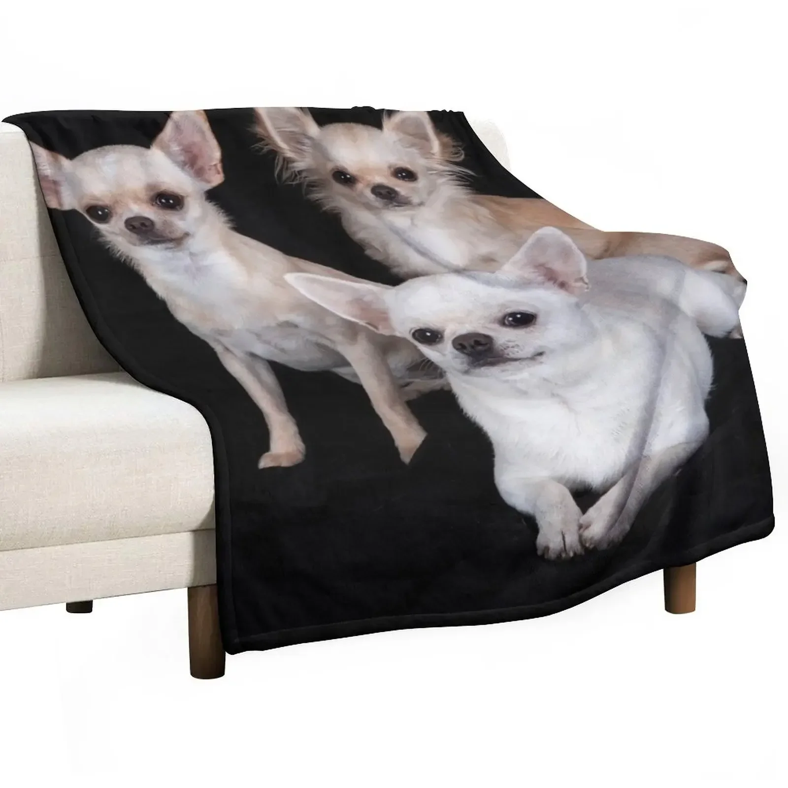 Triplet Chihuahua Throw Blanket Cute Plaid Thermal Decorative Throw Blankets