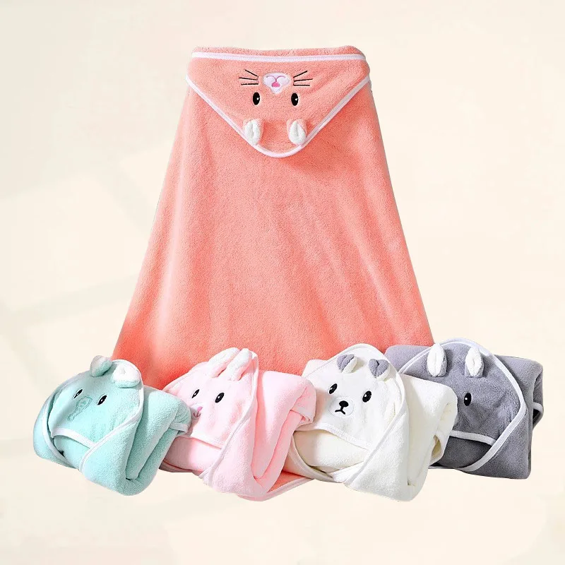 Baby Bath Towel Girl Boy Soft Cartoon Baby Towels Newborn with Hood Coral Fleece Infant  Blanket Baby Bathrobe Quilt Washcloth