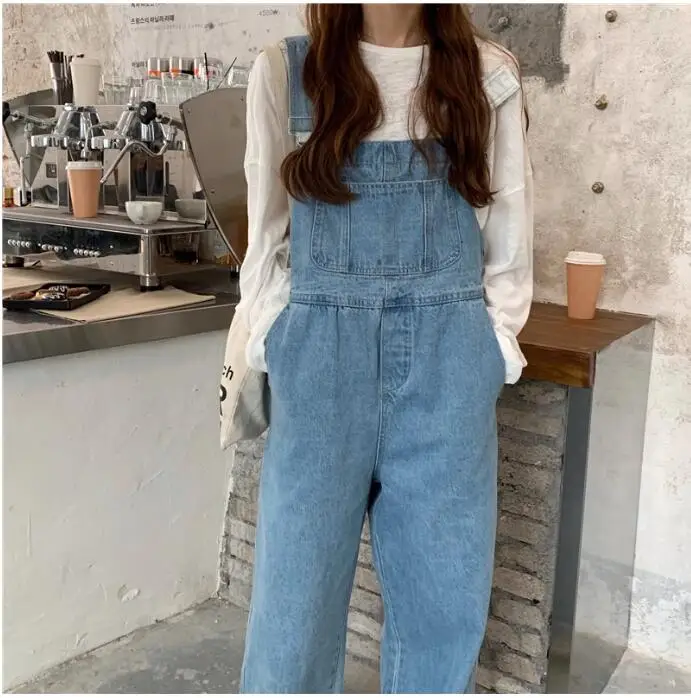 Jumpsuits wanita tali Denim panjang ramping musim panas All-match Vintage mode wanita Streetwear BF Ulzzang santai sederhana Chic siswa