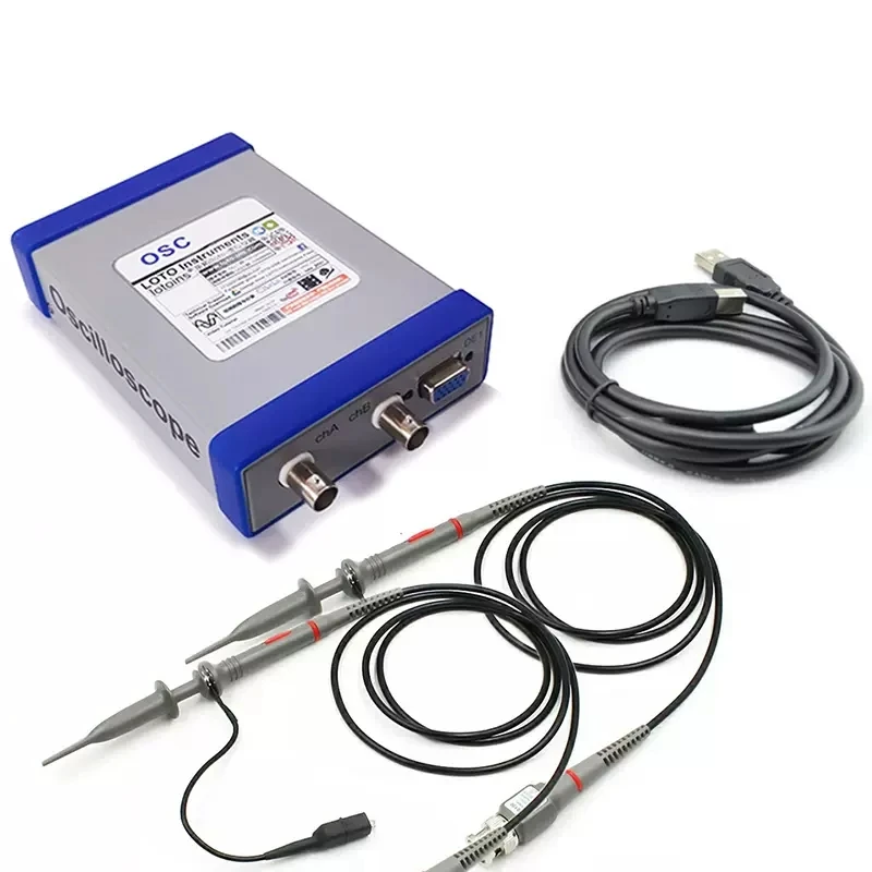 2 Channel OSC482 PC Virtual Digital Handheld Oscilloscope 20Mhz Bandwidth 50MSps sampling data with probe USB cable