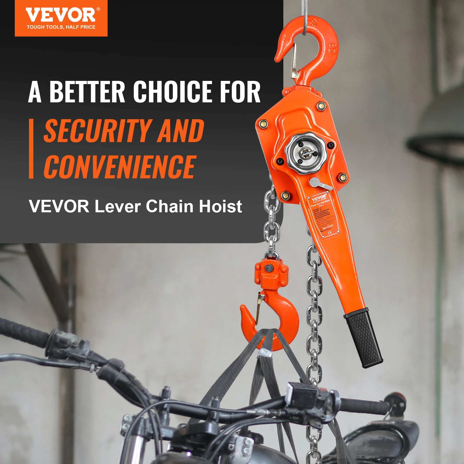 VEVOR Manual Lever Chain Hoist 3/6Ton Capacity 5.8m Lifting Altitude Auto Chain Leading & 360° Rotation Hook for Garage Factory