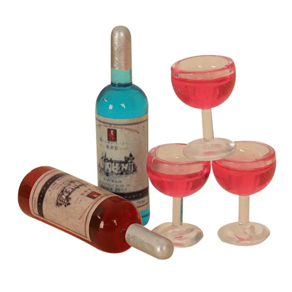 Mini Poppenhuis Simulatie Wijnfles Creatieve Handgemaakte Diy Microlandscape Decoratie Wijnglas Model Voor 1/12 1/6 Poppenhuis