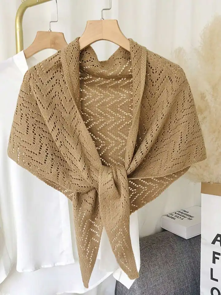 Lightweight Openwork Knit Shawl Triangle Scarf