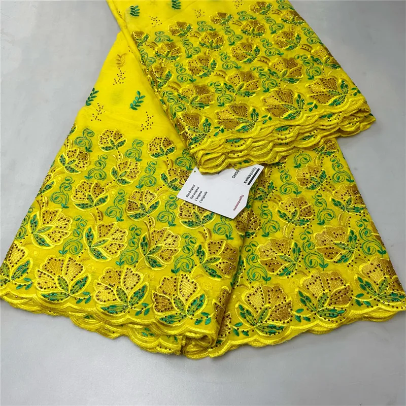 5 + 2 Yard Met Sjaal Zwitserse Kant Stof Droog Kant Borduurwerk Afrikaanse 100% Katoenen Stoffen Zwitserse Voile Kant Dubai Stijl 18l162501