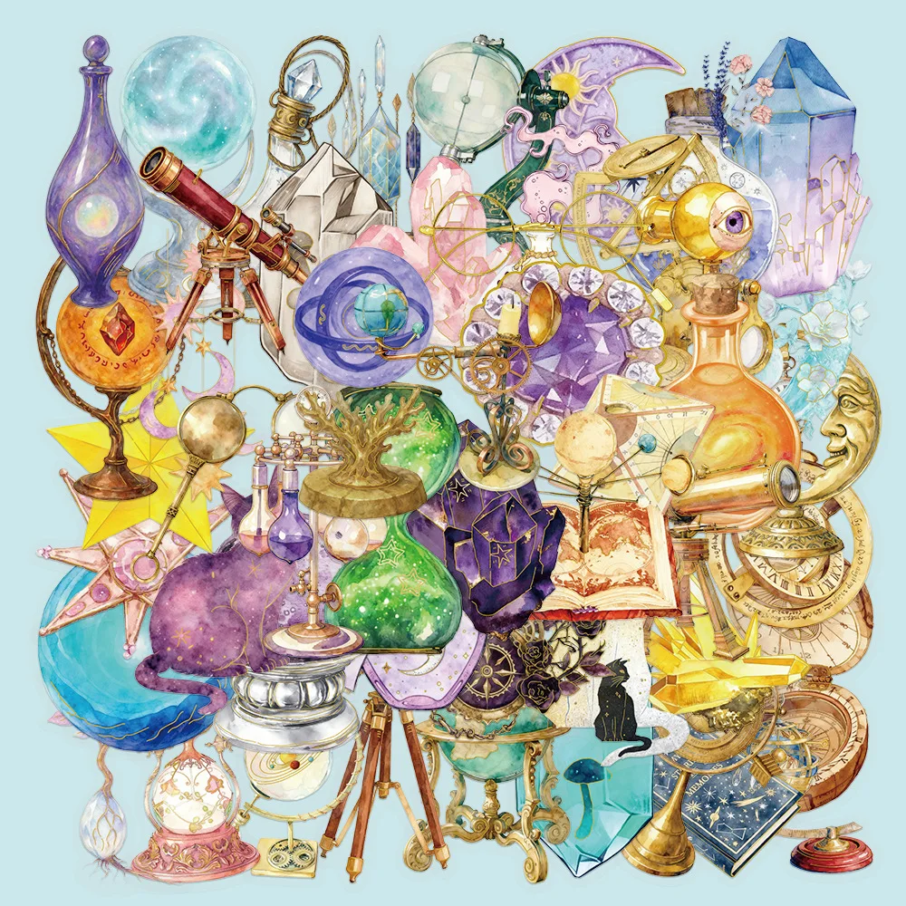 

50PCS Magic Planet Stickers Creative PET Transparent DIY Decorative Luggage Skateboard Phone Case Water Cup Graffiti Toys Gifts