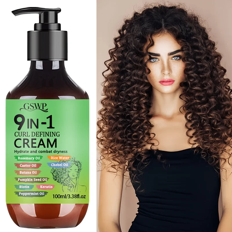 GSWP 9-In-1 Curl Styling Cream，with Rosemary, Batana Oil, Castor Oil, Keratin & Biotin.100ml/200ml