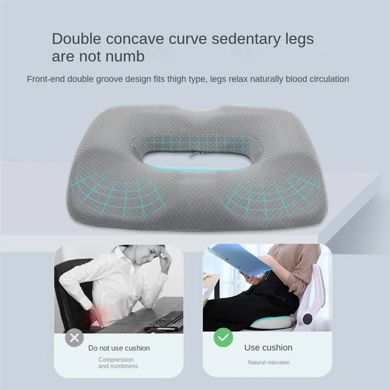 

【Покупайте сейчас】1 шт., мягкая подушка из пены с эффектом памяти для беременных, мягкая подушка с медленным отскоком, полая декомпрессионная подушка серого цвета