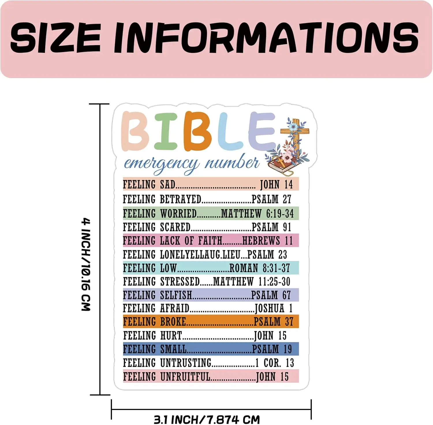 Large Bible Emergency Numbers Christian Sticker Bible Verse Cross Labels Religious Inspirational Labels
