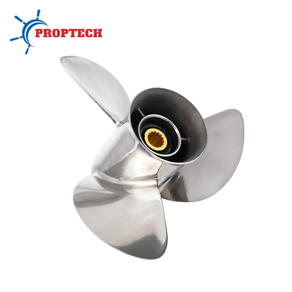 Śruba napędowa do silnika zaburtowego YAMAHA 50-130KM 13X19, stal nierdzewna, 3 łopatki, 15 wpustów, część do silnika morskiego.