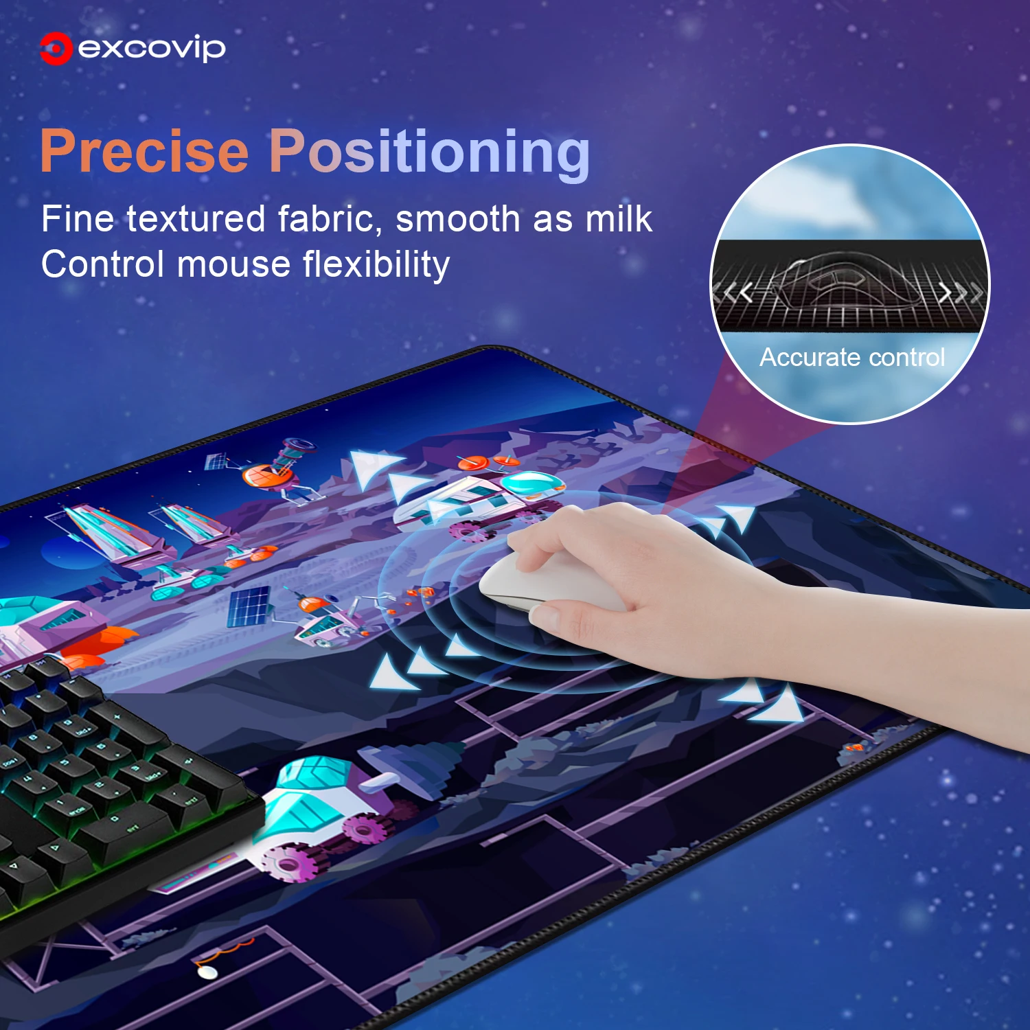 EXCO Gaming Mouse Pad Large with Stitched Edge Non-Slip Rubber Base Extended Computer Desk Mat Keyboard Mousepad for Home Office