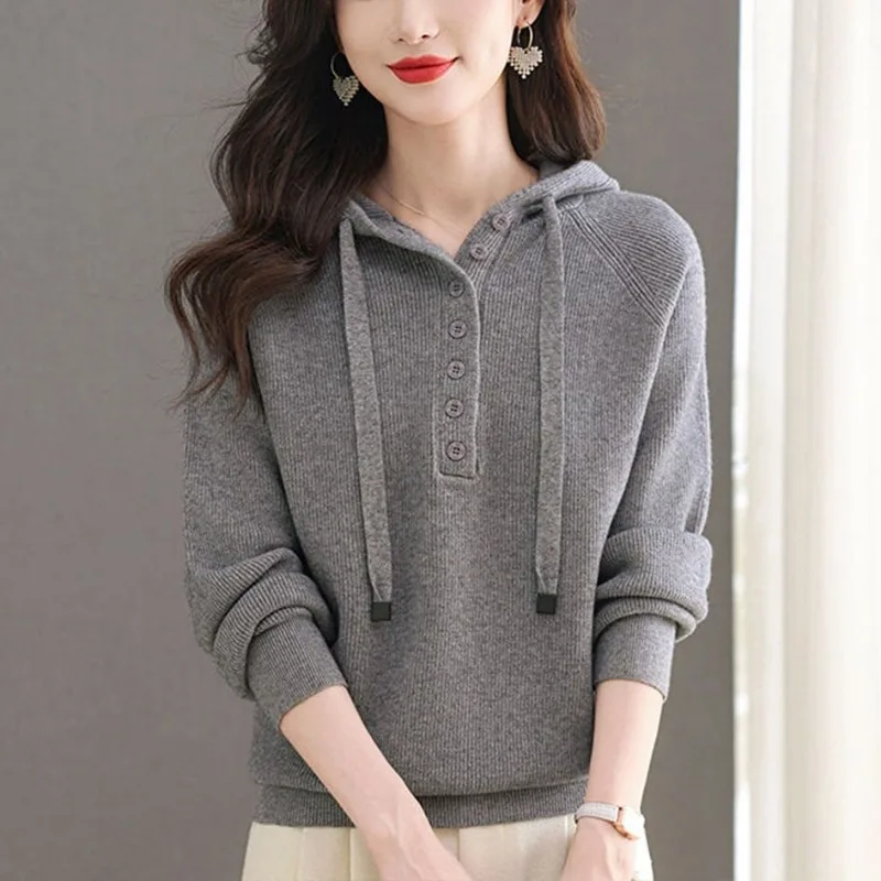 

Новый осенне-зимний свитер с капюшоном, свободный повседневный свитшот в западном стиле, новый шерстяной вязаный низ