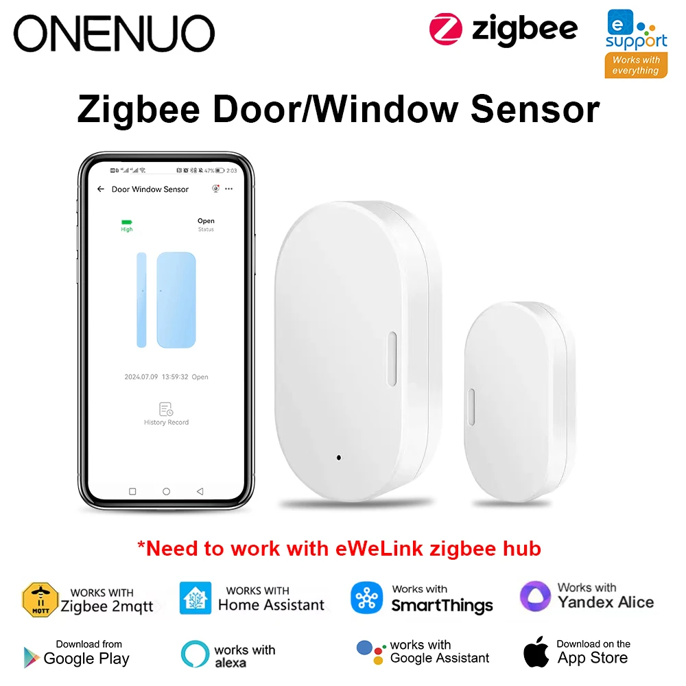 

Ewelink Door Sensor Zigbee Wireless Magnetic Window Open Closed Alarm Detector Works With Ewelink APP Alexa Google Need Gateway