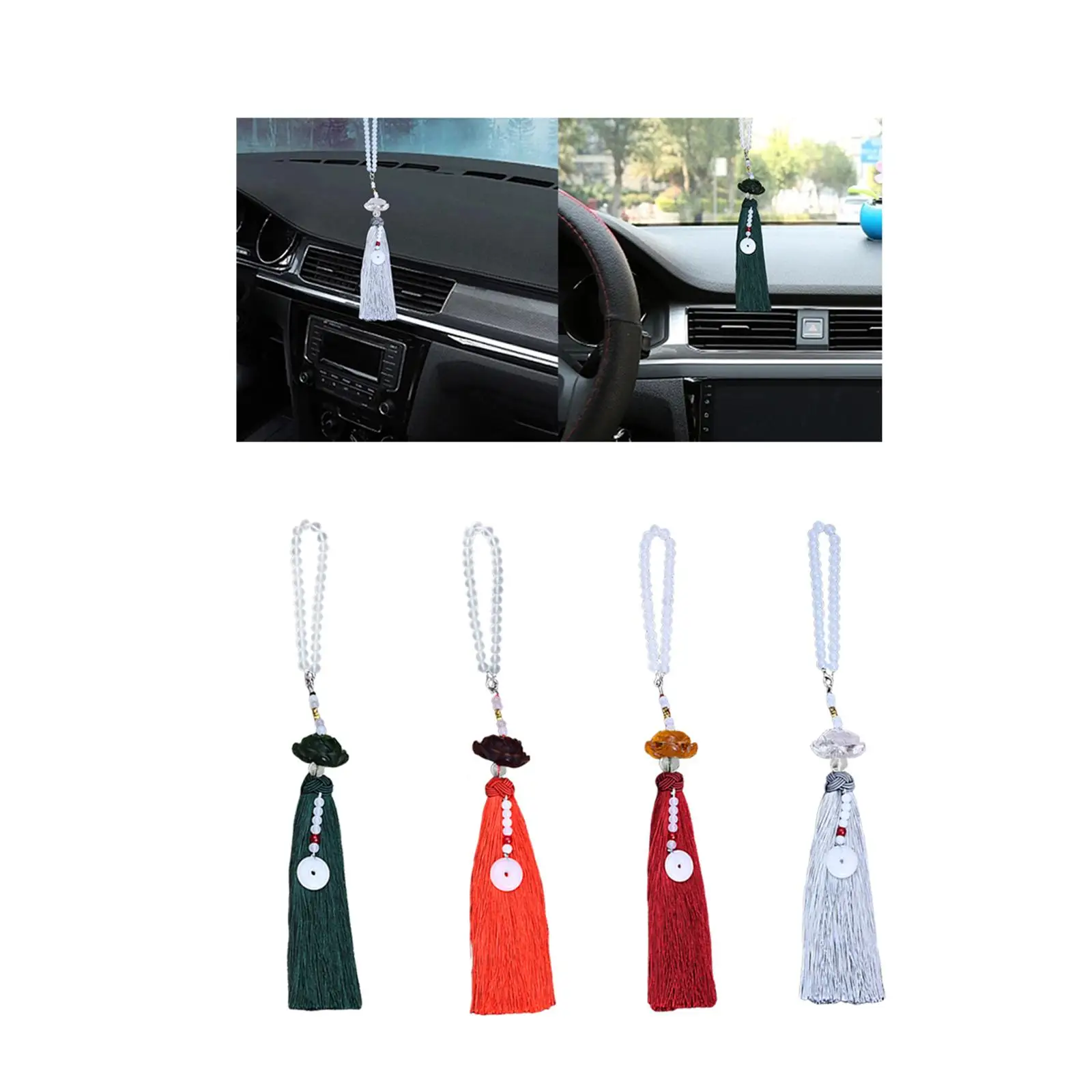 

Car Rearview Mirror Hanging Pendant Glass Tassel Feng Shui Decor Auto Accessories for Car SUV Truck Interior