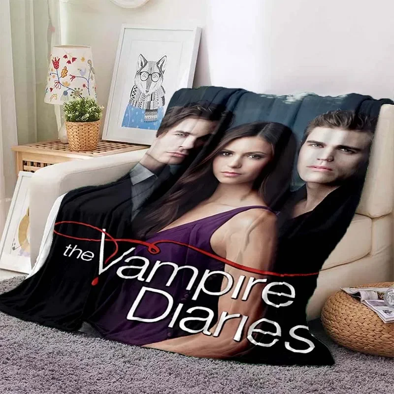 The Vampire Diaries 3D printed flanella peluche coperta copriletto divano coperta pigra coperta per pausa pranzo all\'aperto copripiumino da viaggio