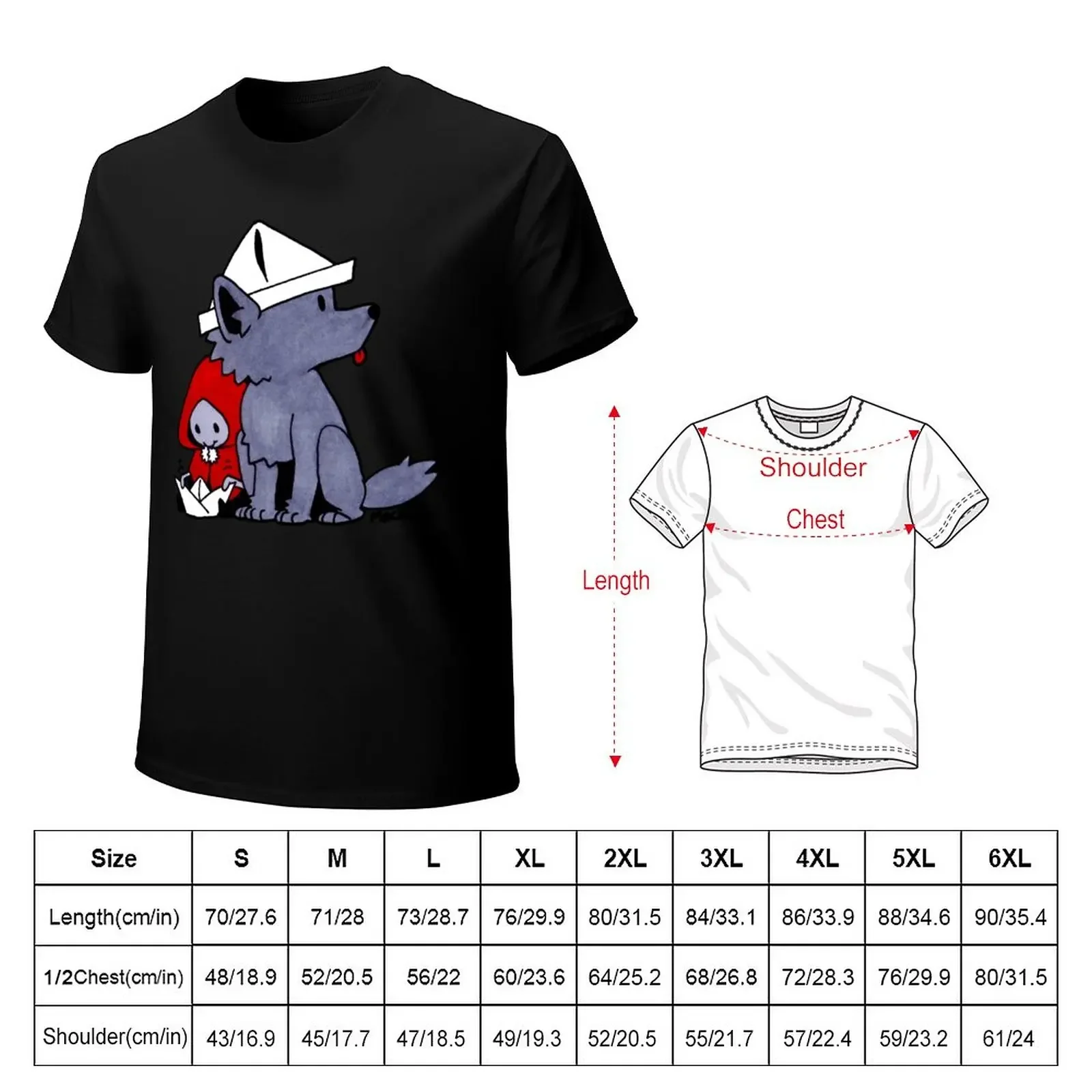 Little Red and Her Wolf Sticker T-Shirt tops blanks sports fans t shirts for men