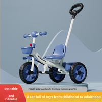 New 2 in 1 Simple Baby Tricycle Controllable by Mother Baby Stable Three-wheel Bike Light Kids Play Trolley