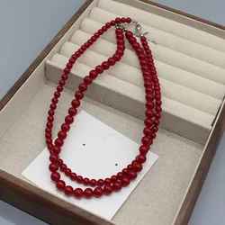 2024 Minar Handmade 6 8 mm Red Color Glass Beads Strand Beaded Necklace for Women Stainless Steel Chain Jewelry Chokers