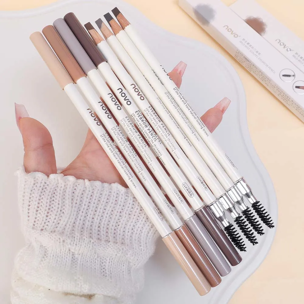 Double-Ended Microblading Eyebrow Pencil Waterproof Long Lasting Grayish Brown Eyebrow Pen Professional Eyes Makeup for Women