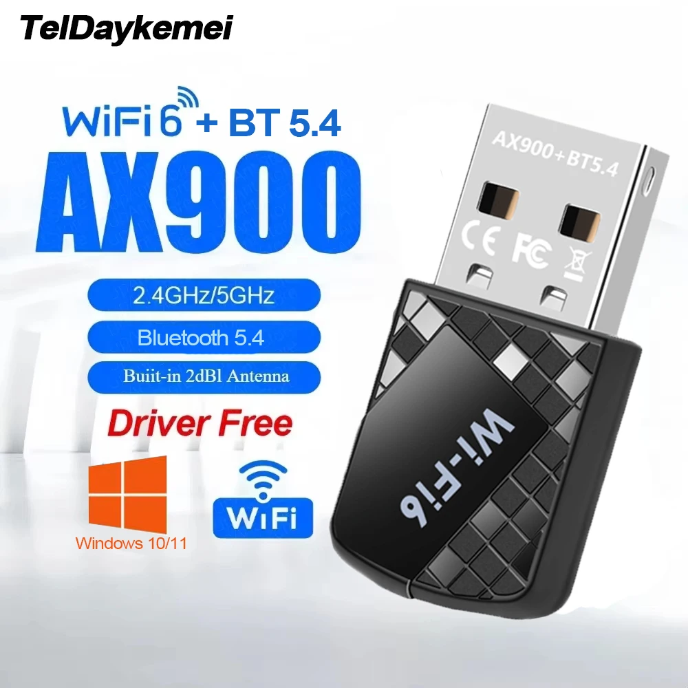 AX900 USB WiFi 6 Bluetooth 5.4 Adapter 2in1 Dongle Dual Band 2.4G&5GHz USB WiFi Network Wireless Wlan Receiver DRIVER FREE