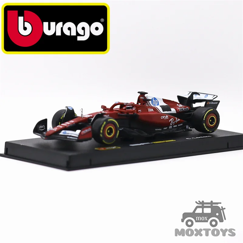 Bburago 1:43 SF-25 no.16 Charles LeclercStandard Livery Dull Red With Helmet Model Car