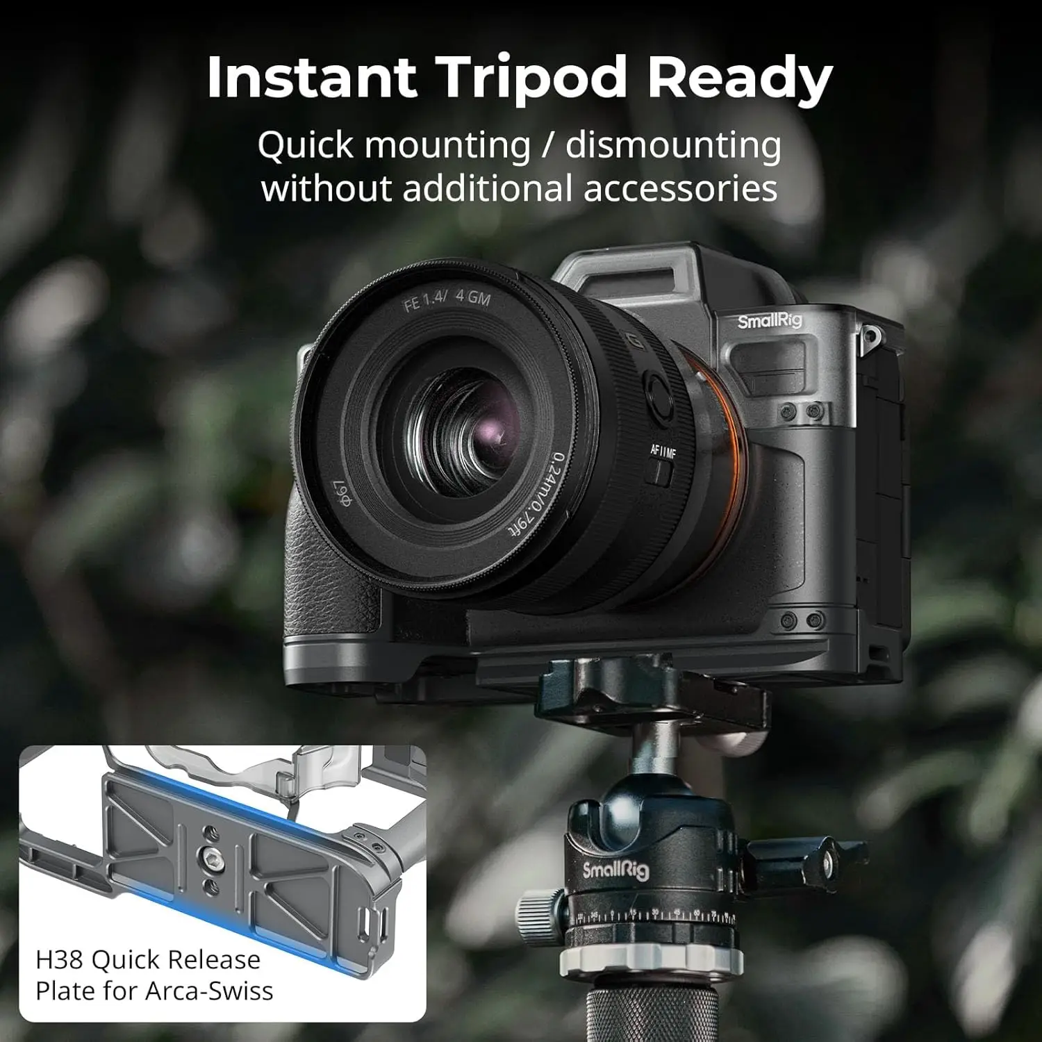 SmallRig HYBRID Modular CAGE ป้องกันเต็มรูปแบบกล้องพร้อม Grip และแผ่นสําหรับ Arca-Swiss สําหรับ Sony Alpha 7 IV