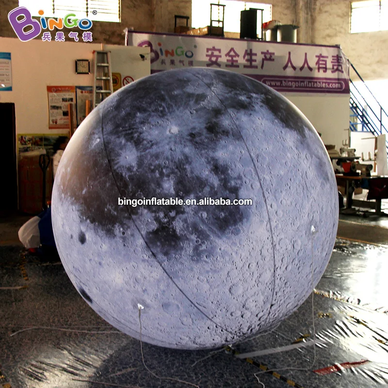 HIGH QUALITY PVC 2m diameter inflatable air sealed moon ball model aerated custom made hanging space theme decoration